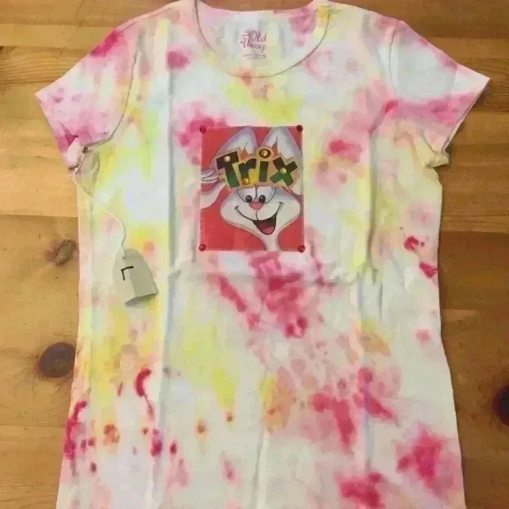 New! Old navy Tie dye Trix the Rabbit T-shirt girl L handmade